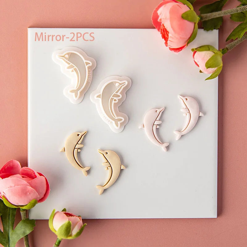 Ocean Sea Polymer Clay Cutters Summer Beach Earring Embosser Cutter Shell Conch Fish Tail Shape Earring Mold for Pendant Jewelry