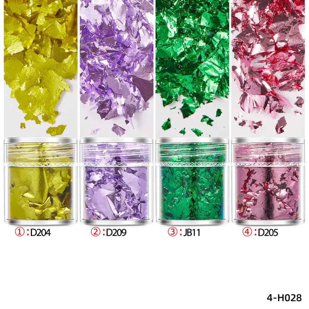 4 Bottles/Set Gold Foil Leaf Flake For Epoxy Resin Mold Jewelry Making