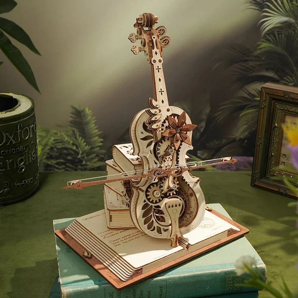 3D Wooden Puzzle  Magic Cello Mechanical Music Instrument