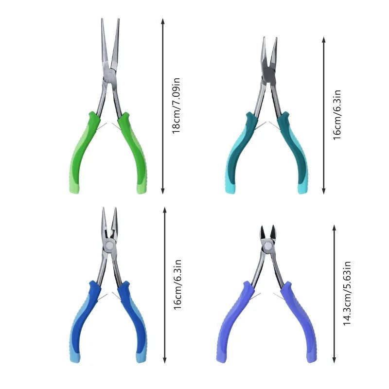 4Pcs Jewelry Pliers Tool Set, with Round Nose Pliers, Needle Nose Pliers, Wire Cutters and Bent Nose Pliers for Jewelry Making