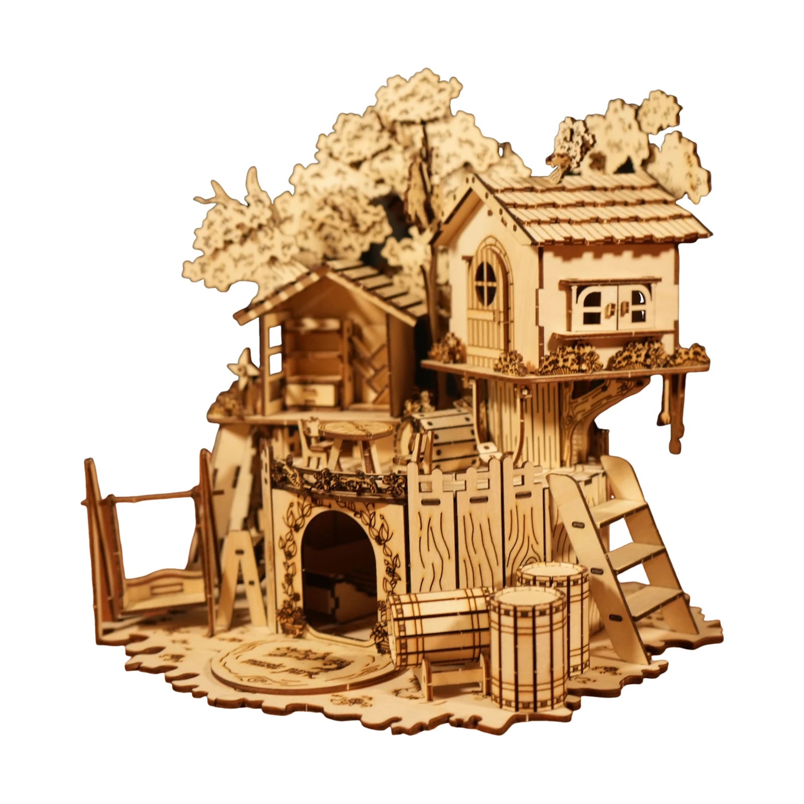 3D Wooden Puzzle Tree House With Light Assembly Model Kits
