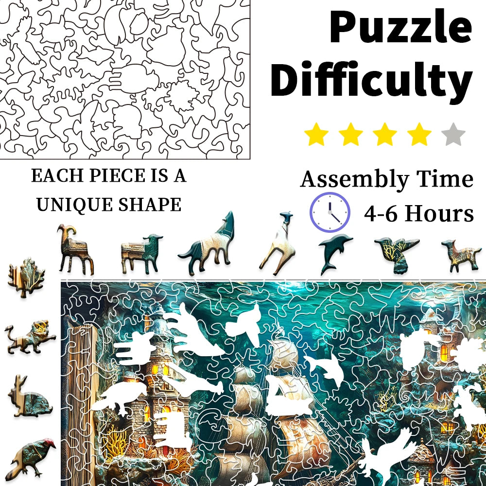 3D Stereo Book Scene Wooden Puzzle - Montessori Toy , Animal-Themed, for Adults & Kids