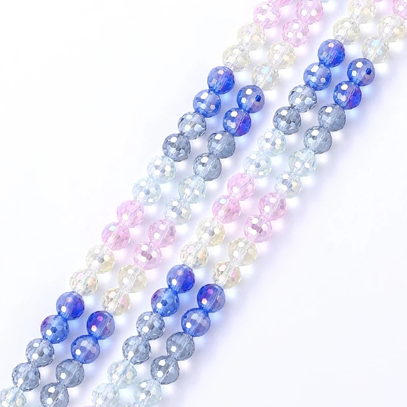 Colorful  Crystal Faceted Disco Ball Beads Electroplate Glass for Jewelry Making 8mm
