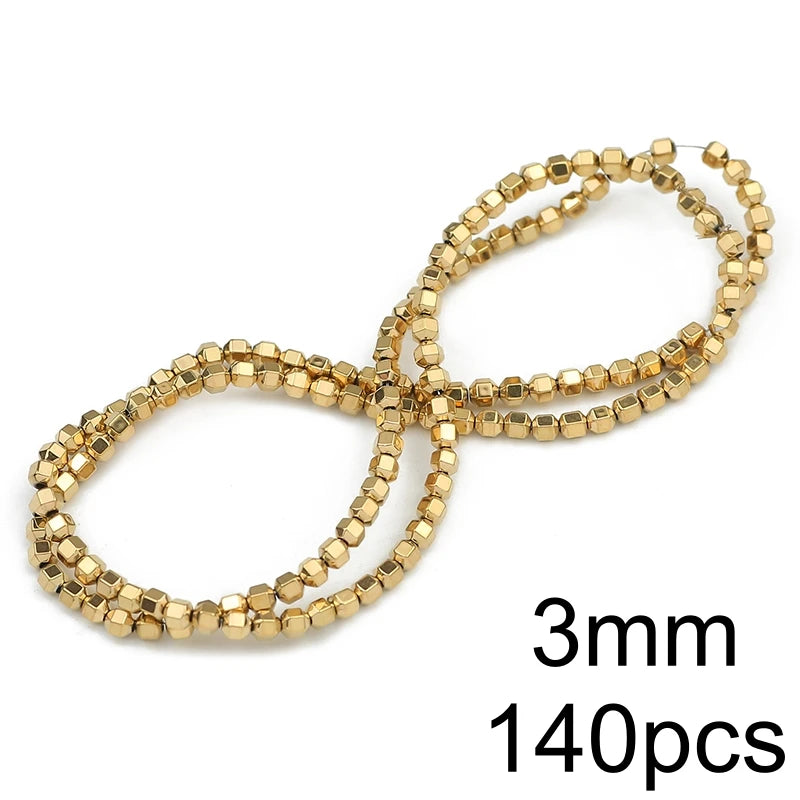 AAA+ Retention Color Natural Gold Plated Hematite  Loose Beads For Jewelry Making