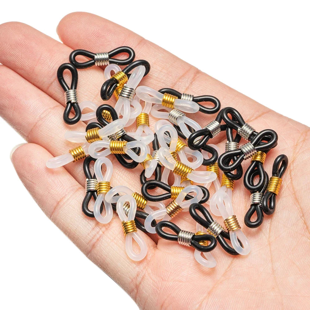 Eyeglass Chain End Adjustable Spring Rubber End Connector for Eye Glasses Sunglasses Cord Holder 50Pcs