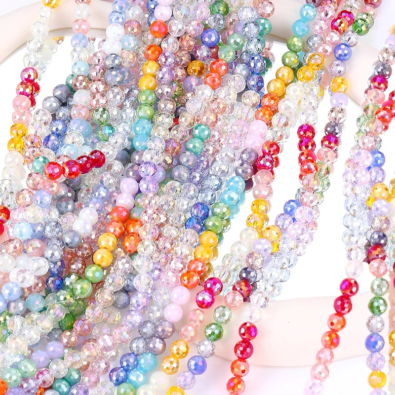 Colorful  Crystal Faceted Disco Ball Beads Electroplate Glass for Jewelry Making 8mm