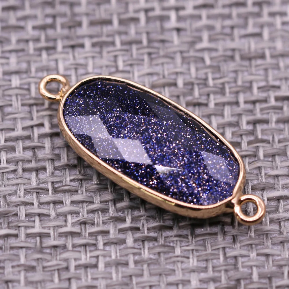 Double-hole Connector Amethyst Pendant, Perfect for DIY Bracelets, Necklaces, and Jewelry Making. New Natural Stone Multi-faceted Crystal Quartz Charm