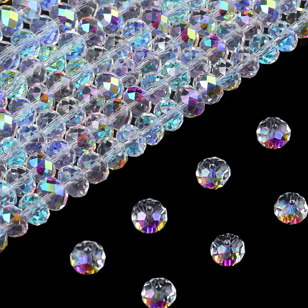 Austrian Crystal AB Faceted  Rondelle Beads