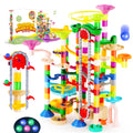 Joyfy Glowing Marble Run with Motorized Elevator Construction Building Blocks STEM Educational Toys Set 236 Pieces  Kid Ages 4-8