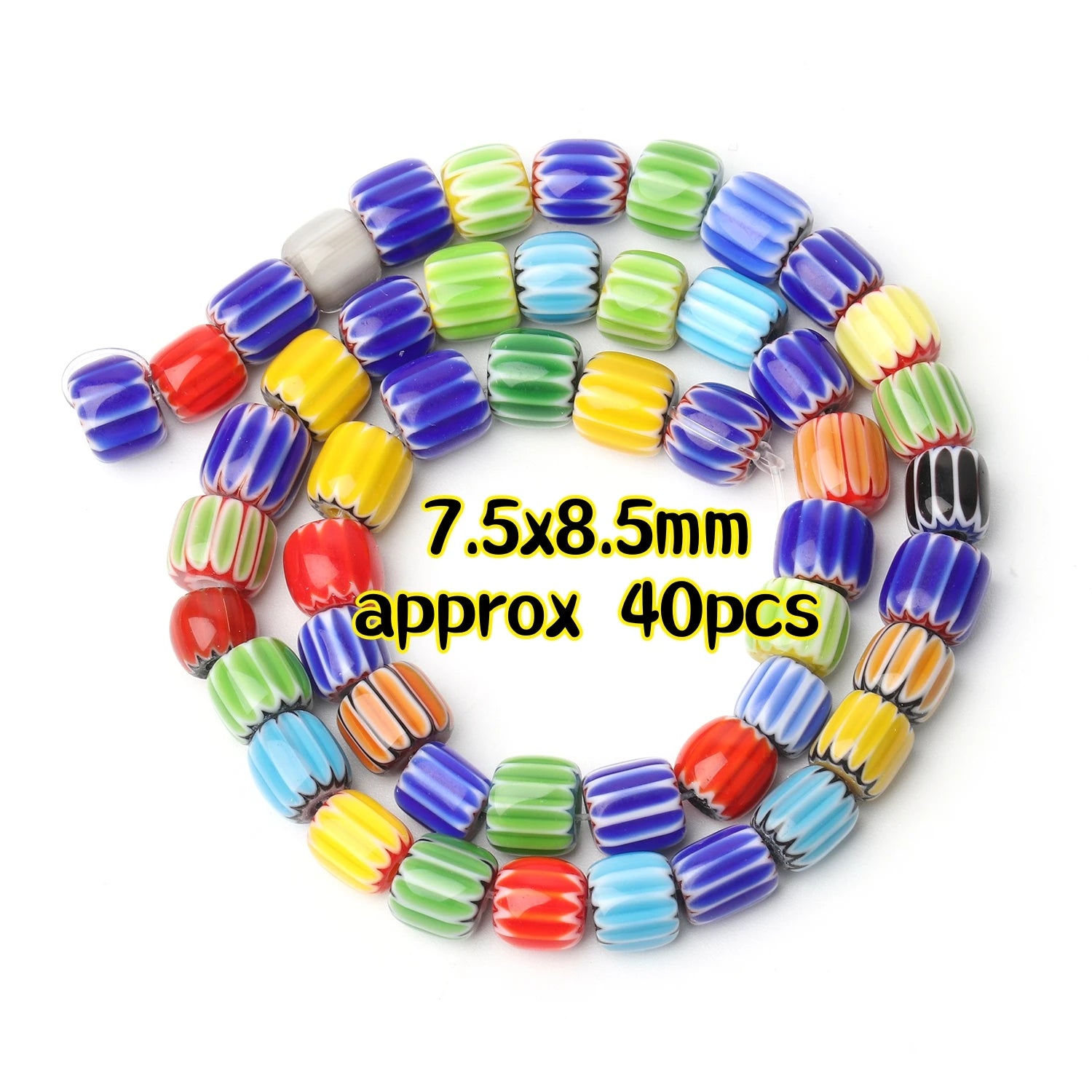 Multicolored Murano Glass Beads with Floral Dots in Various Types & Sizes, Oval and Round Loose Beads for Jewelry Making