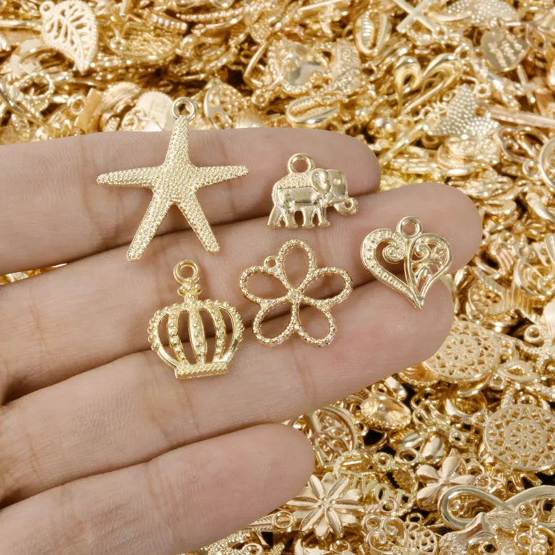 Bright Gold Color Random Mix  Charms