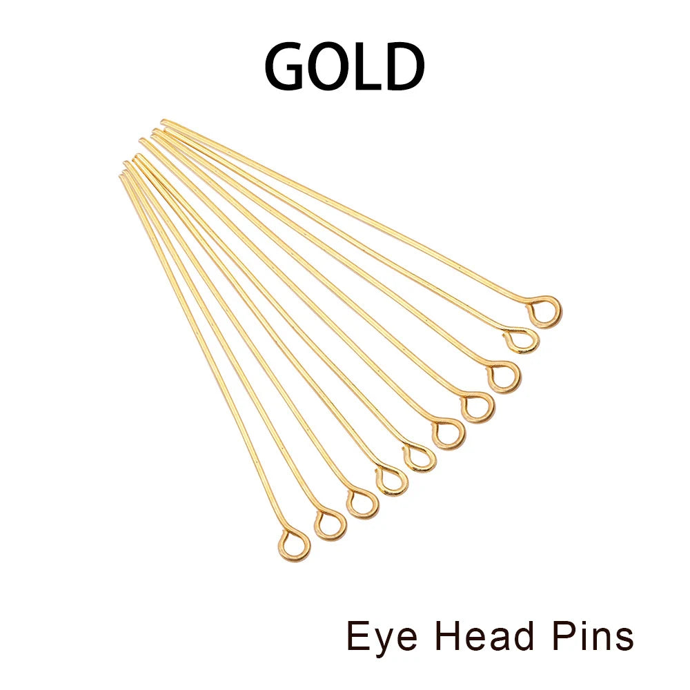 Eye & Head Pin Gold Plated Ball Head Pins for Jewelry  Making 100-200 Pieces