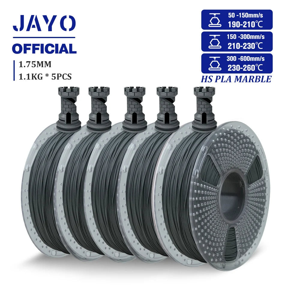 JAYO High Speed Marble  5 Rolls PLA 3D Printer Filament For FDM Marble-Like Texture