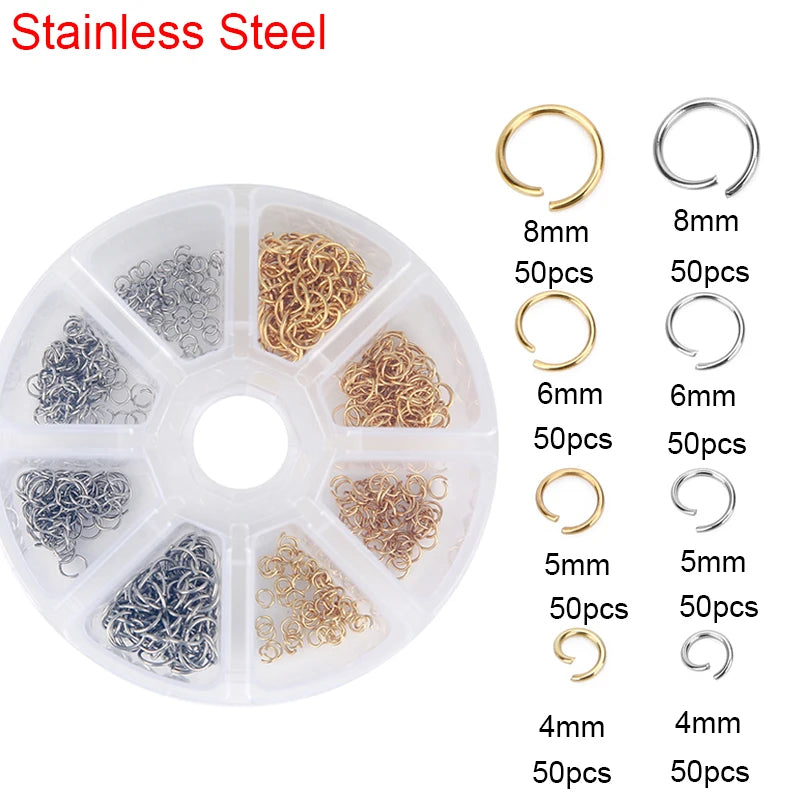 Stainless Steel Lobster Clasps Open Jump Rings Crimp Beads Caps For  Bracelet Necklace  Jewelry Findings Set