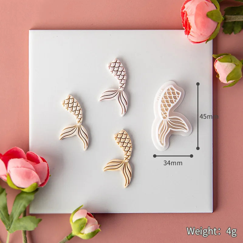 Ocean Sea Polymer Clay Cutters Summer Beach Earring Embosser Cutter Shell Conch Fish Tail Shape Earring Mold for Pendant Jewelry