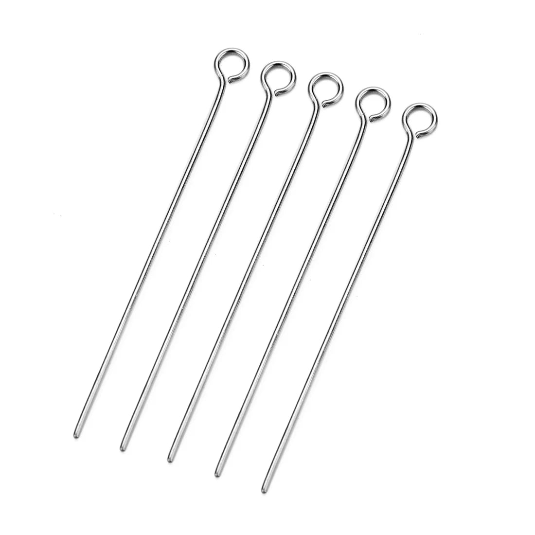 Stainless Steel Flat Head Pin, Eye Pin, Round Ball Pin 15 20 25 30 35 40 45 50mm  Finding for DIY Jewelry Making 100pcs