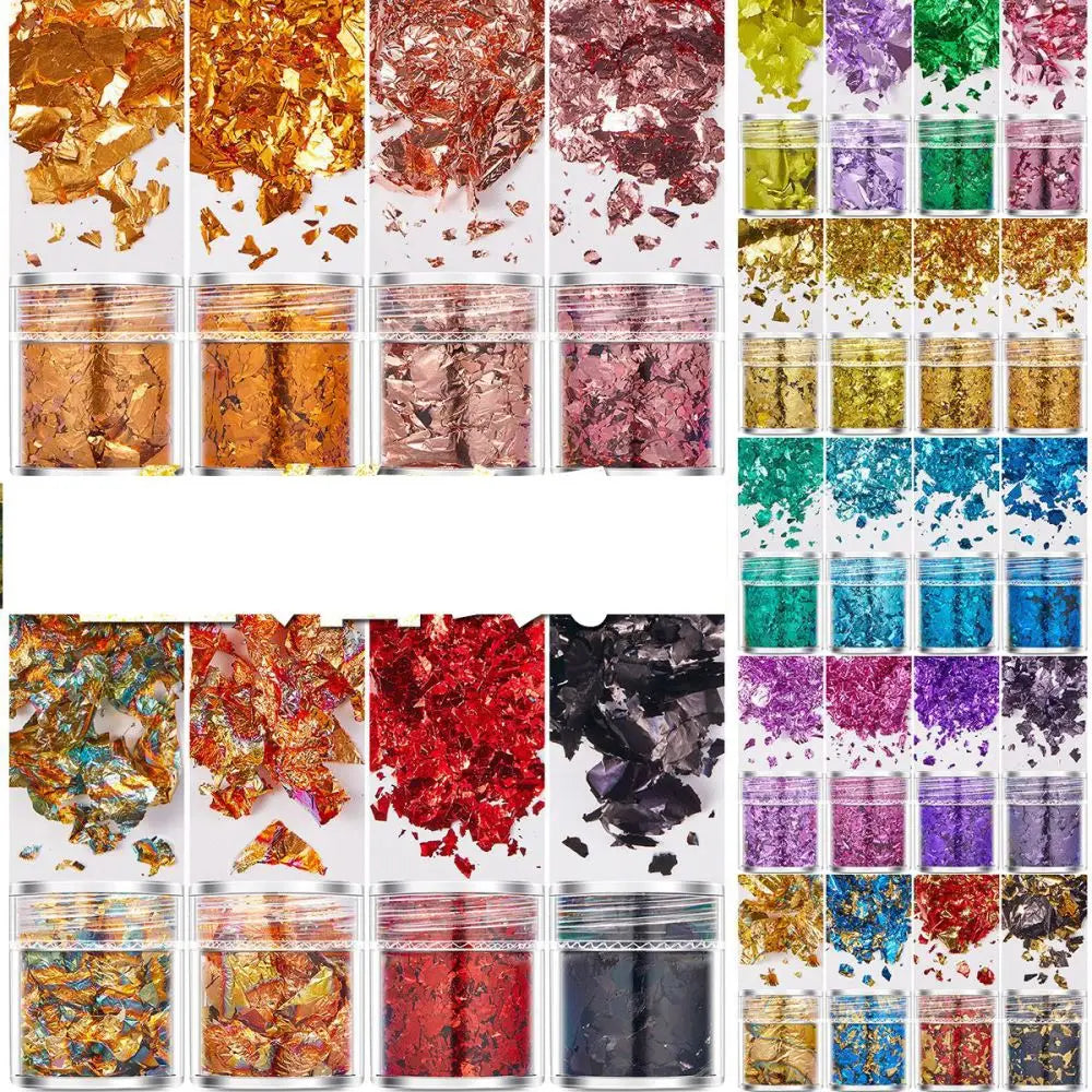 4 Bottles/Set Gold Foil Leaf Flake For Epoxy Resin Mold Jewelry Making