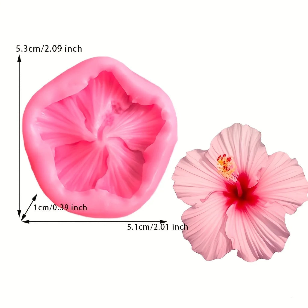 4-Piece Hibiscus Flower Silicone Mold Set | For Decoration, Soap Making, Scented Candle Making, Clay Resin Casting - Tools, Pendant Molds