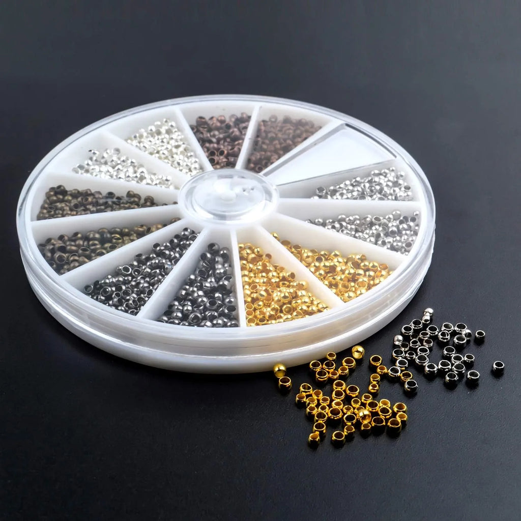 2250 Pieces Tube Crimp Beads Jewelry Making  2 Sizes, 6 Colors