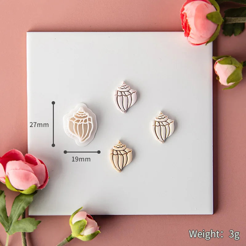 Ocean Sea Polymer Clay Cutters Summer Beach Earring Embosser Cutter Shell Conch Fish Tail Shape Earring Mold for Pendant Jewelry