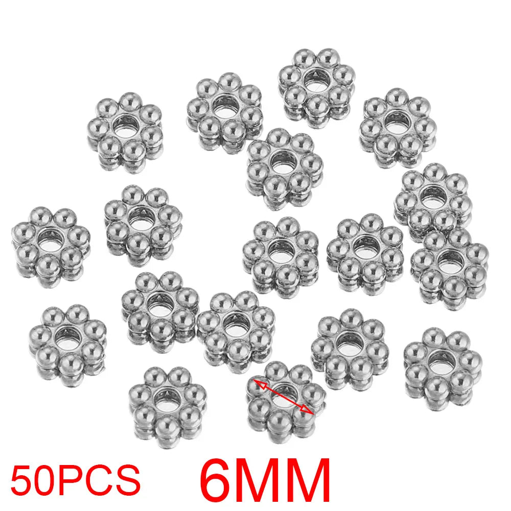 Daisy Spacer Beads Gold Plated Over Stainless Steel For Jewelry Making 50 Pieces