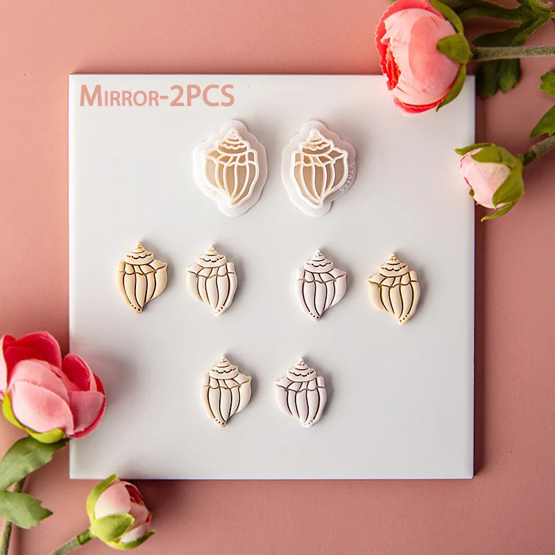Ocean Sea Polymer Clay Cutters Summer Beach Earring Embosser Cutter Shell Conch Fish Tail Shape Earring Mold for Pendant Jewelry