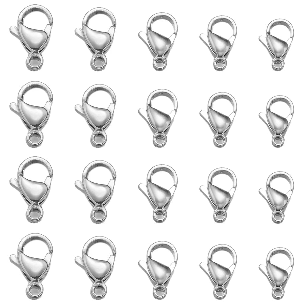 Stainless Steel Lobster Clasps For Bracelet Necklace Jewelry Making 9/10/11/12/13mm 100 Pieces