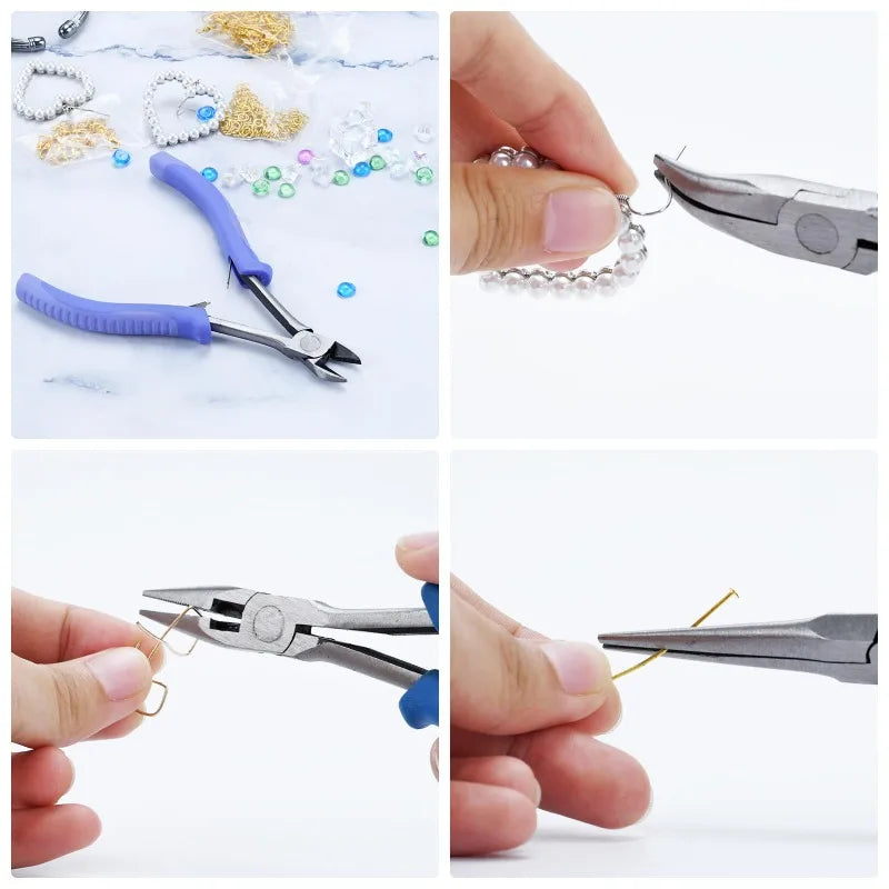 4Pcs Jewelry Pliers Tool Set, with Round Nose Pliers, Needle Nose Pliers, Wire Cutters and Bent Nose Pliers for Jewelry Making