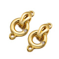 2pcs 14K Gold Plated Brass zircon Fold Over Clasps  For DIY Bracelet Necklace Jewelry Making