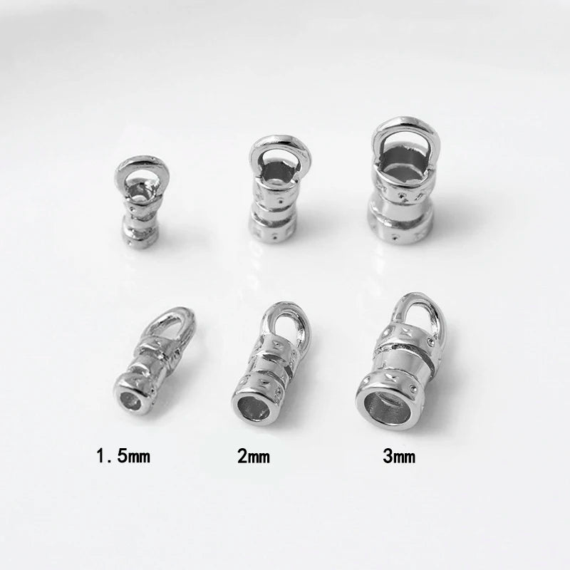 Brass 18K Gold Plated Crimp End Caps with Loop Tube Barrel  For Leather Cords And Chains For Jewelry Making 20 Pieces