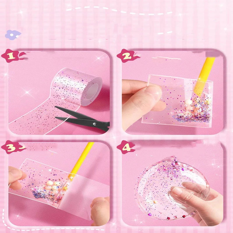 Nano Glue DIY Blow Bubble Nano Tape Nano Glue Double Sided Tape Nano Tape Sticky Ball Tape DIY Crafts Tape Toys Kids