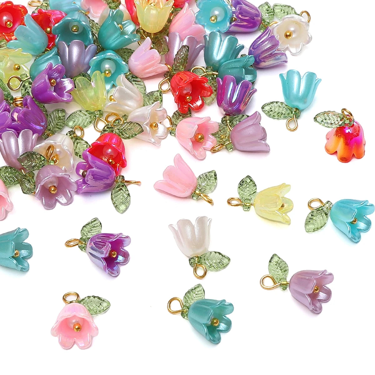 Acrylic Lily Of The Valley Flower Bud Drops/Charms 11x14mm 2-10Pcs