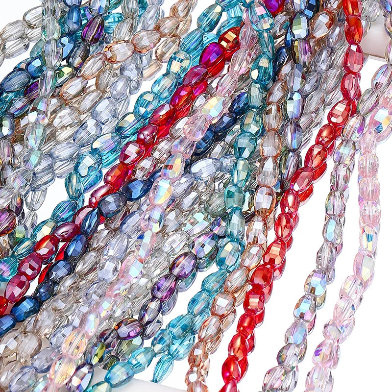 Faceted Glass Beads for  Jewelry Making Bracelet Necklace Earring Keychains 10 Colors 6x8mm