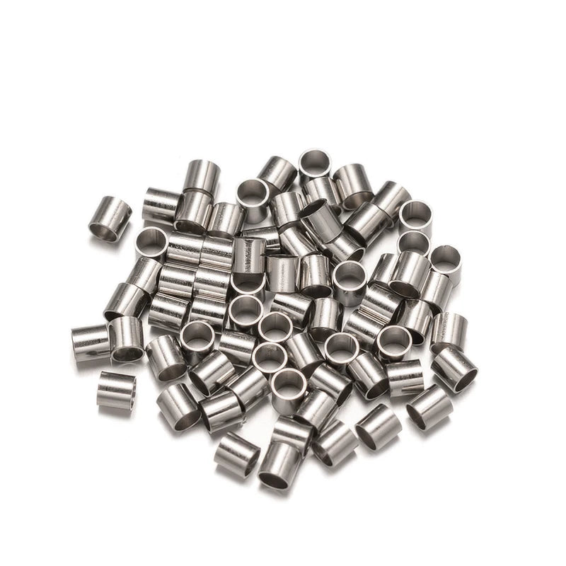 Stainless Steel Crimp Tube Beads For Earring, Bracelets & Necklace  Jewelry Finding Supplies 100pcs