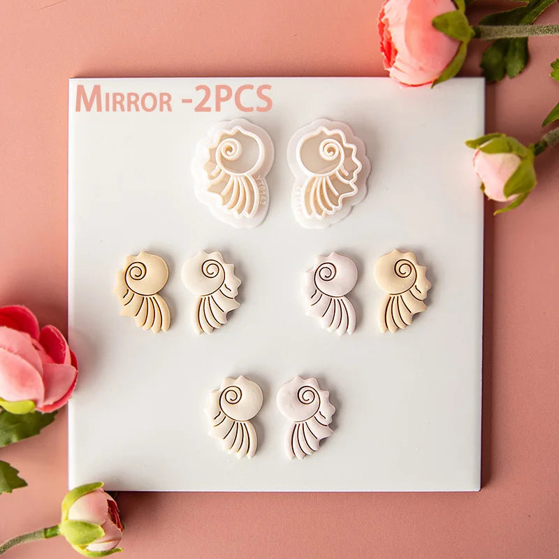 Ocean Sea Polymer Clay Cutters Summer Beach Earring Embosser Cutter Shell Conch Fish Tail Shape Earring Mold for Pendant Jewelry