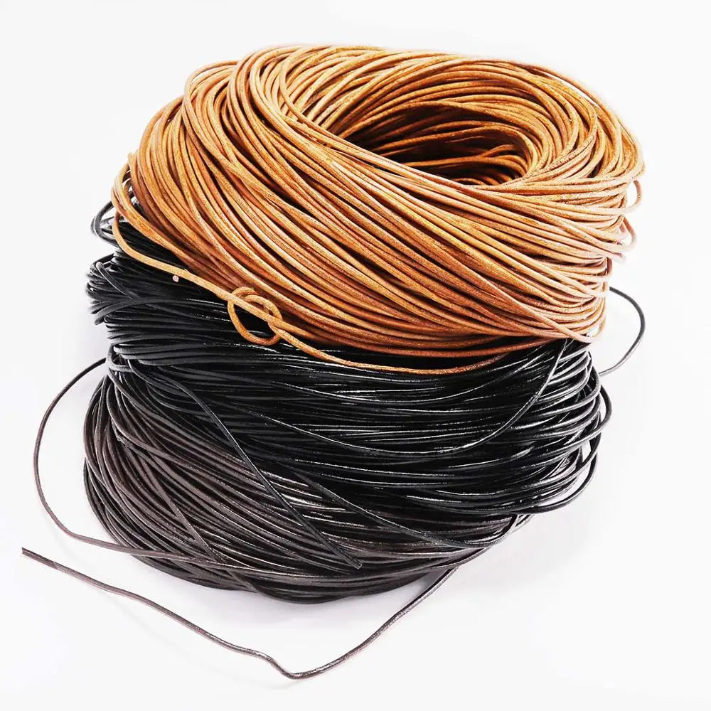Genuine Cow Leather Round Cord For Jewelry Making 2/5 Meters/Lot 1-6mm