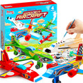 JOYFY 4 Pieces-Build & Paint Your Own Wooden Airplane Craft Kit Easy to Assemble 6-12