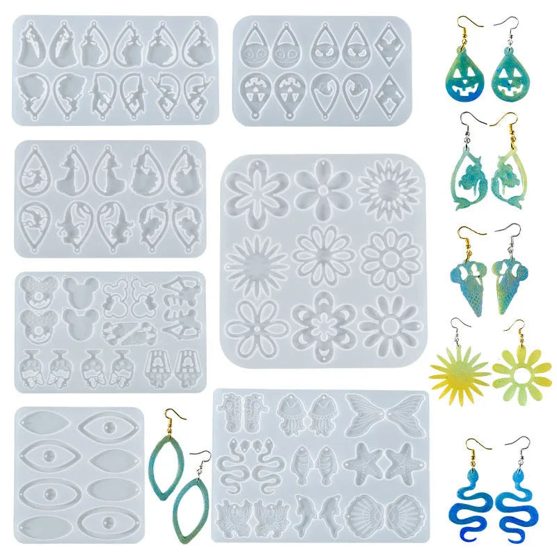 Resin Silicone Mold Jewelry Making UV Epoxy  Earring Pendants