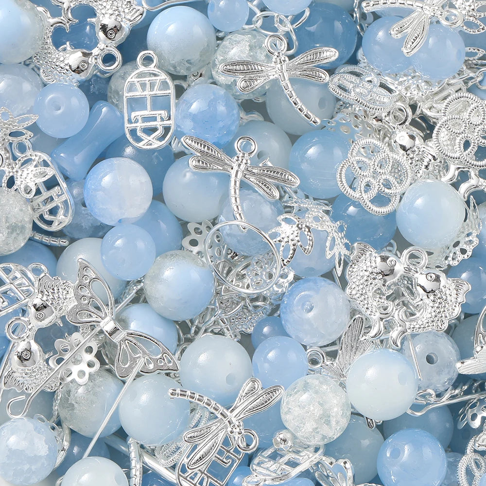 Mixed Glass Beads Metal Pendants For Bracelets & Necklaces