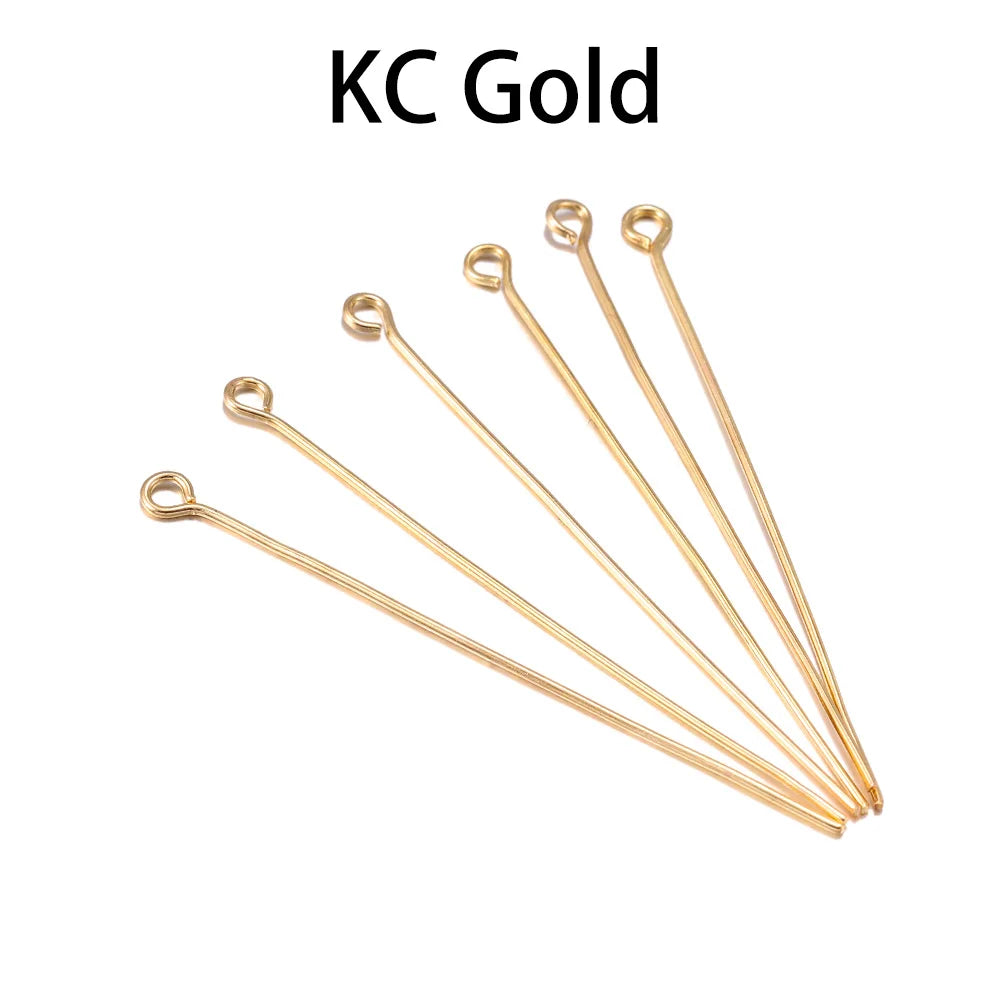 Eye & Head Pin Gold Plated Ball Head Pins for Jewelry  Making 100-200 Pieces