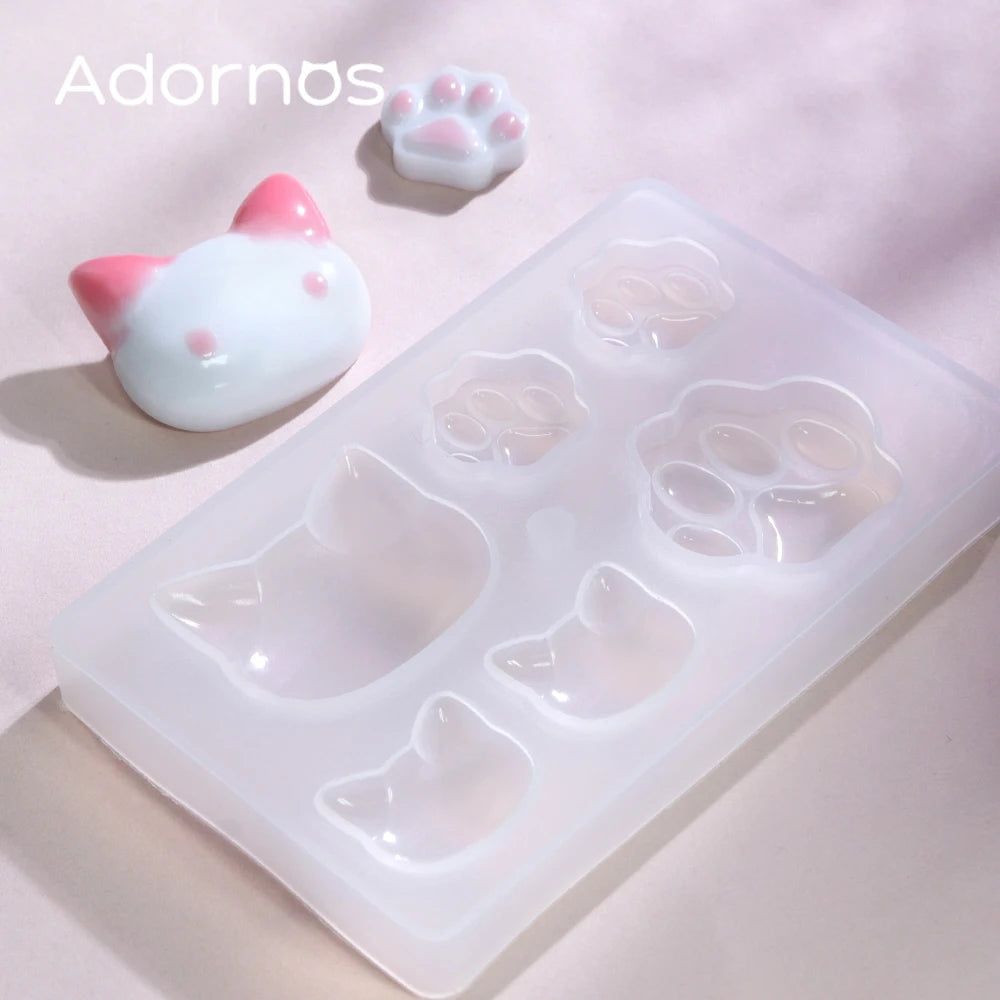 Mixed Size Kitten Epoxy Resin Mold Cute Cat Paw Earring Pendant Keychain Making, 1 piece