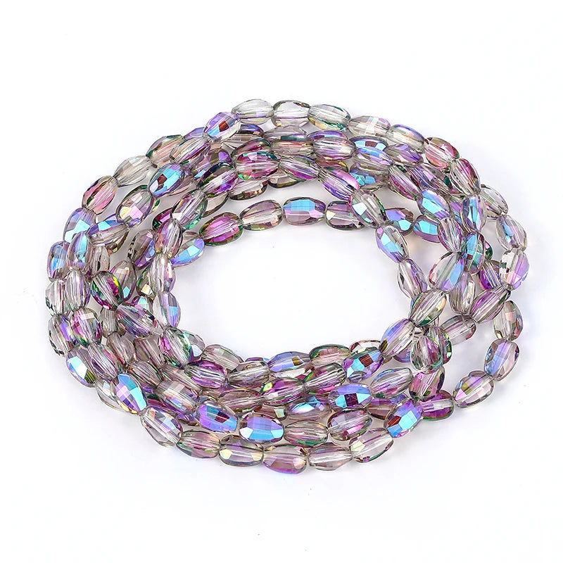 Faceted Glass Beads for  Jewelry Making Bracelet Necklace Earring Keychains 10 Colors 6x8mm