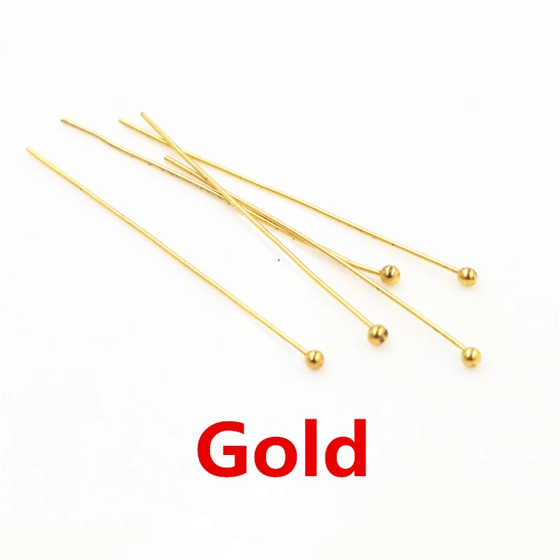 Rhodium. Gold, Silver & Bronze Color Metal Ball Head Pins For Jewelry Making Findings  0.5mm  200 Pieces 16 20 25 30 40 45 50mm