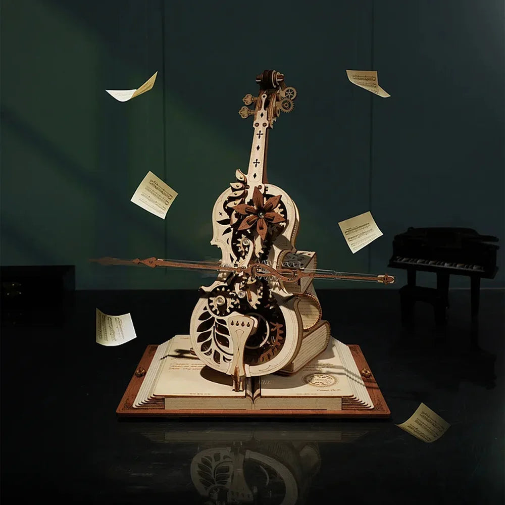 3D Wooden Puzzle  Magic Cello Mechanical Music Instrument