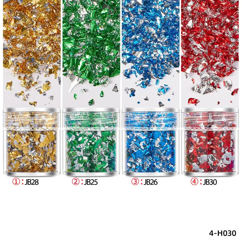 4 Bottles/Set Gold Foil Leaf Flake For Epoxy Resin Mold Jewelry Making