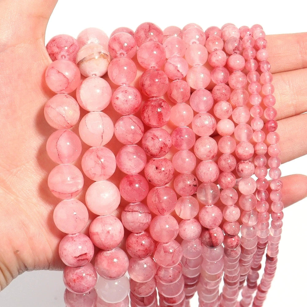 Natural Persian Jade Pink Beads For Jewelry Making  4/6/8/10/12mm