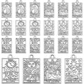 Tarot Card Zinc Alloy Rectangle Wheel Of Fortune Sun Tarot Protection Charm Amulets for  Bracelets Necklaces Earrings 24pcs