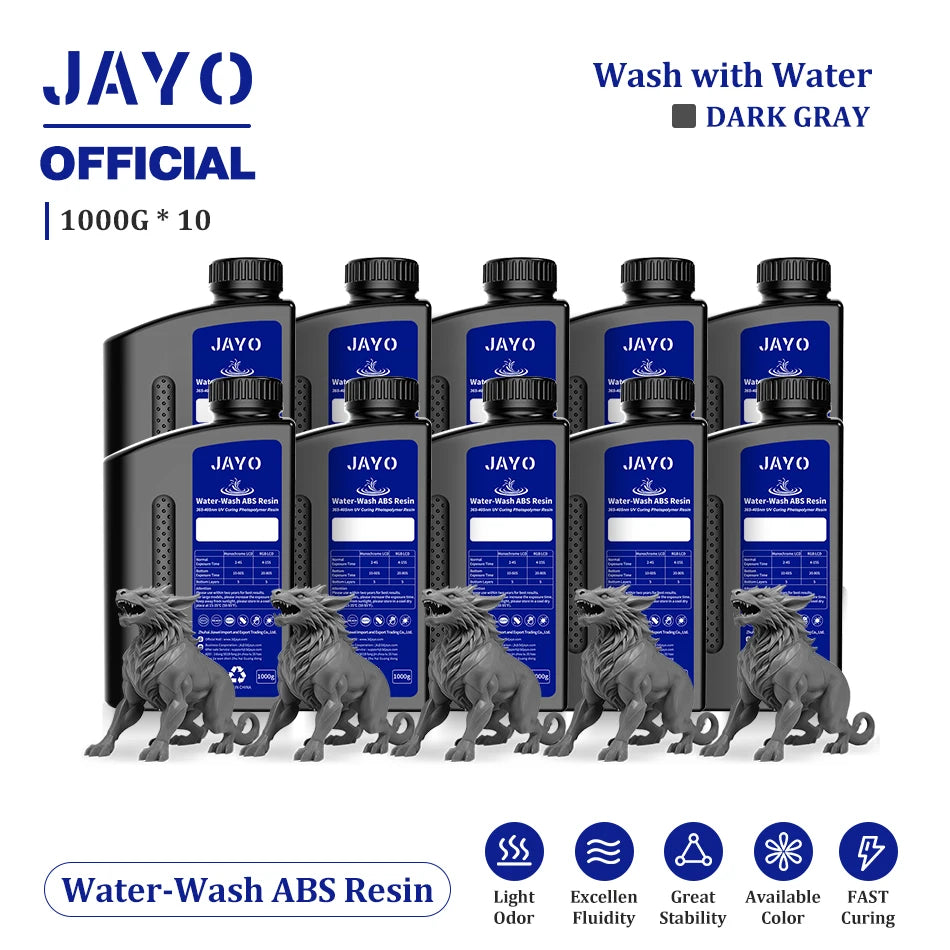 JAYO Water Wash  405nm UV Resin 10kg ABS Like 3D Printer Resin  Standard Rapid Photopolymer Resin for LCD/DLP/SLA