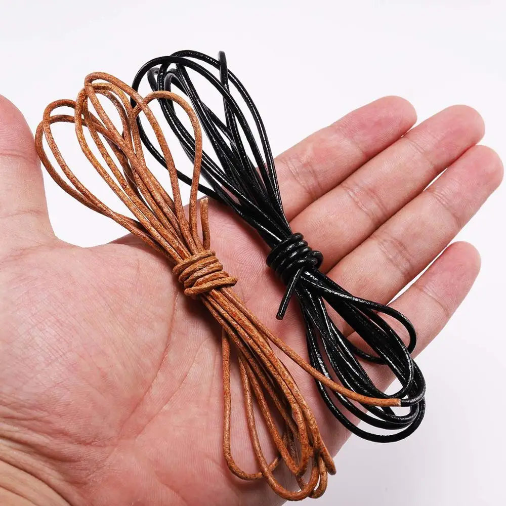 Genuine Cow Leather Round Cord For Jewelry Making 2/5 Meters/Lot 1-6mm