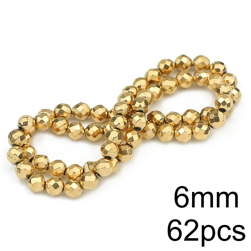AAA+ Retention Color Natural Gold Plated Hematite  Loose Beads For Jewelry Making